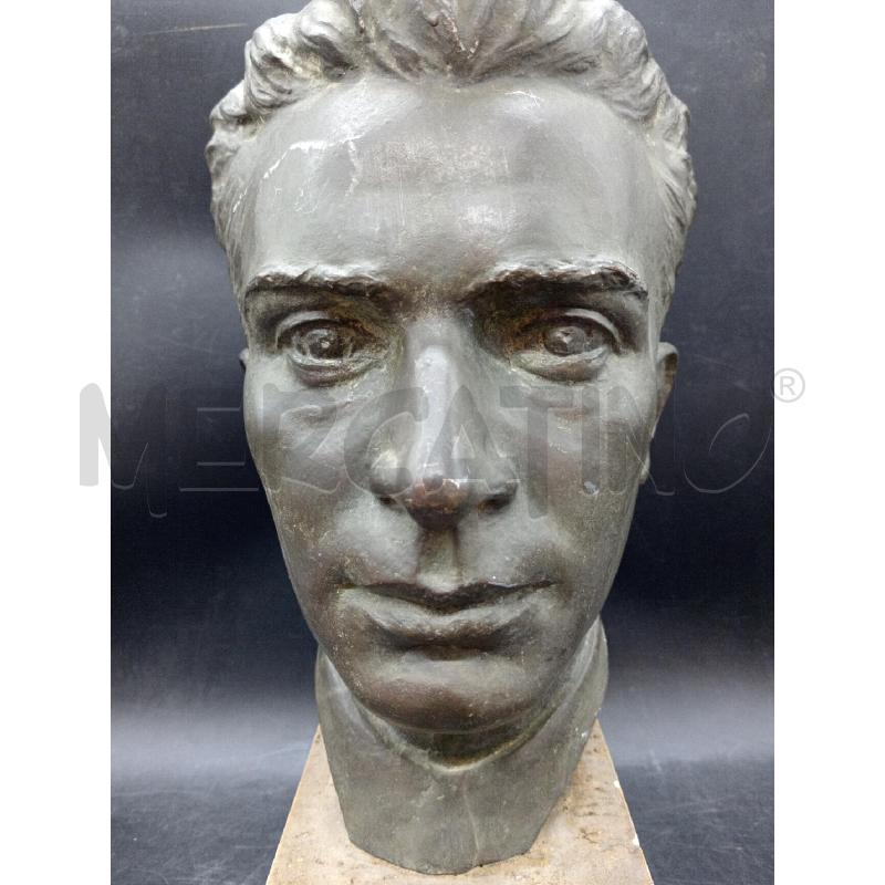 STATUA BRONZO VOLTO BASE TRAVERTINO | Mercatino dell'Usato Roma eur 2