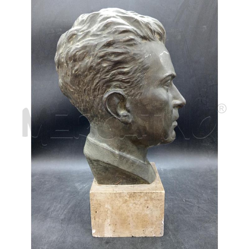 STATUA BRONZO VOLTO BASE TRAVERTINO | Mercatino dell'Usato Roma eur 3