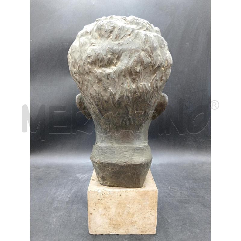 STATUA BRONZO VOLTO BASE TRAVERTINO | Mercatino dell'Usato Roma eur 4