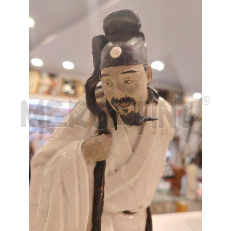 STATUA SAGGIO CON BASTONE ORIENTALE  | Mercatino dell'Usato Roma eur 2