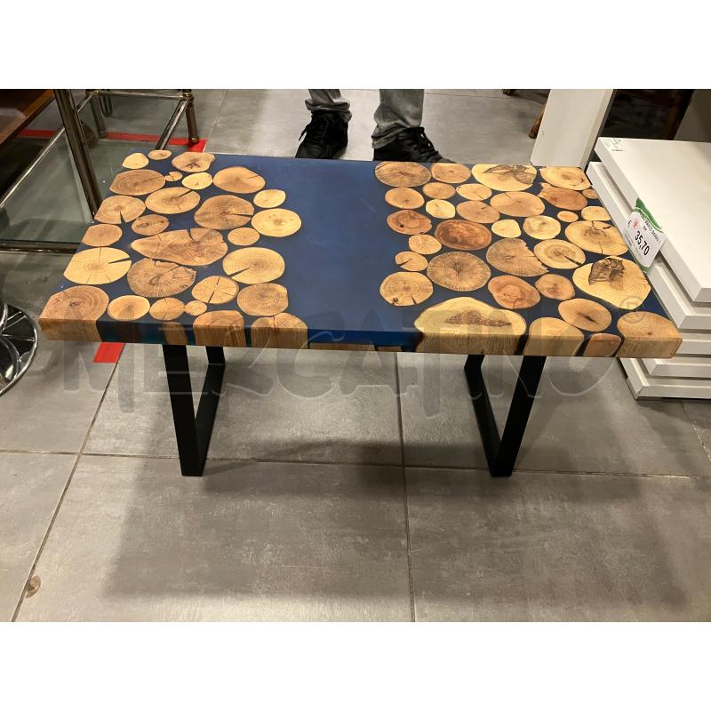 TAVOLINO RET RESINA BLU B/MET | Mercatino dell'Usato Roma eur 1