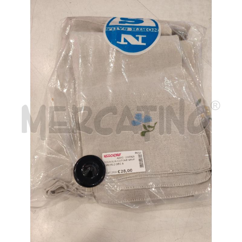 TOVAGLIA COTONE GRI FIORI FILO DEC A MANO | Mercatino dell'Usato Roma eur 1