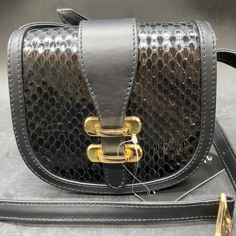 TRACOLLA ALBERTA FERRETTI NERA PITON CHIUSURA DORATA | Mercatino dell'Usato Roma eur 2