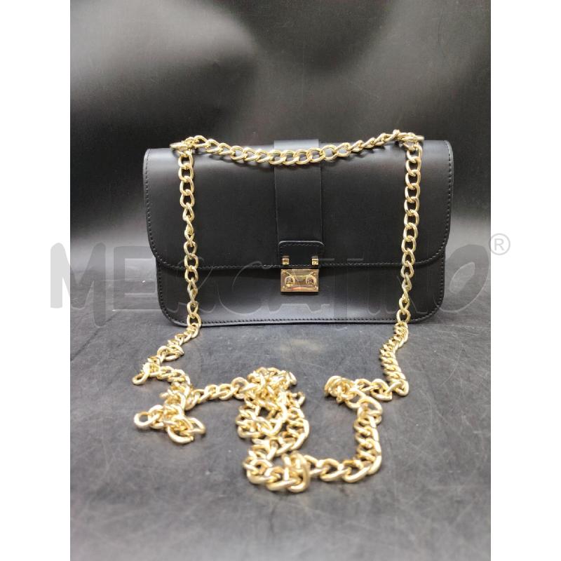 TRACOLLA ELENA MIRO PELLE NERO CHAIN DOR | Mercatino dell'Usato Roma eur 1
