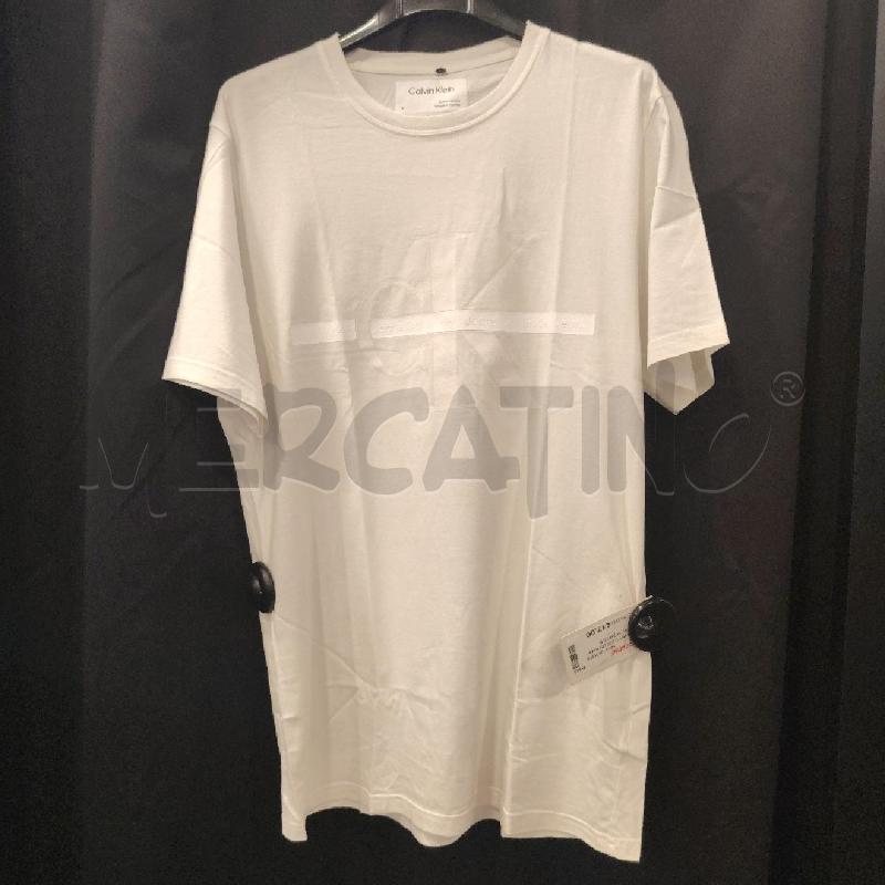 T SHIRT U CALVIN KLEIN BIA  SCRITTA BIA | Mercatino dell'Usato Roma eur 1