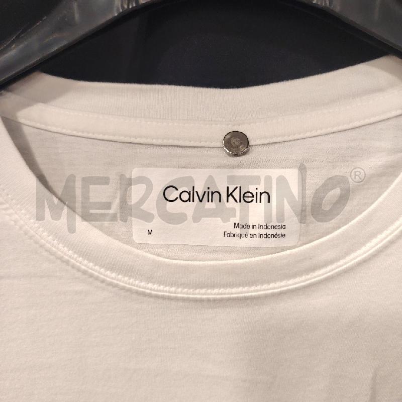 T SHIRT U CALVIN KLEIN BIA  SCRITTA BIA | Mercatino dell'Usato Roma eur 2