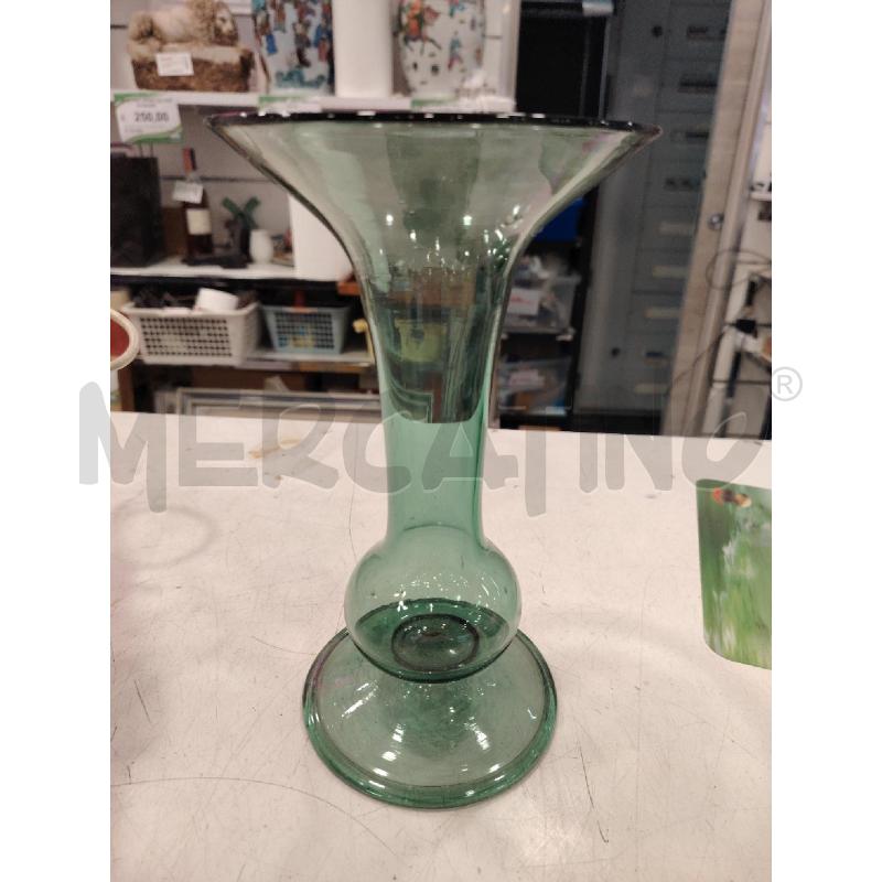 VASO MURANO VERDE COLLO STRETTO SVASATO | Mercatino dell'Usato Roma eur 1