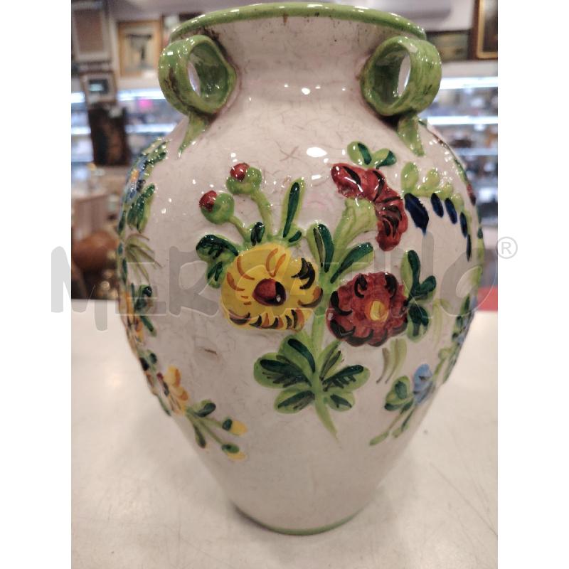 VASO TERRACOTTA SMALTATA FIORI  | Mercatino dell'Usato Roma eur 2