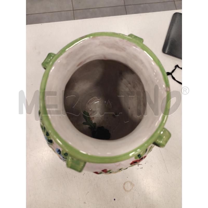 VASO TERRACOTTA SMALTATA FIORI  | Mercatino dell'Usato Roma eur 3