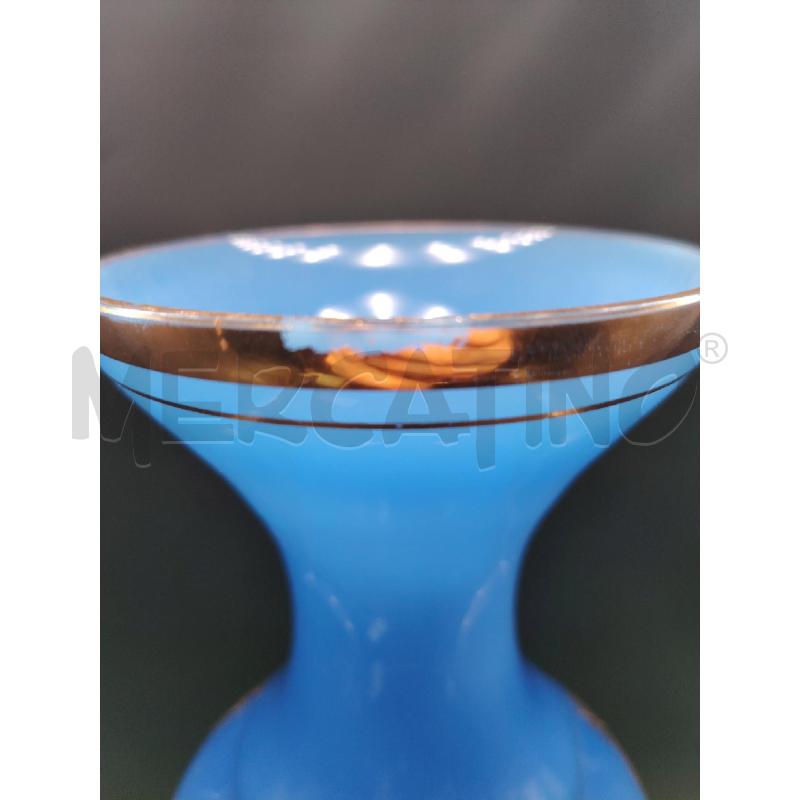 VASO VETRO AZZURRO DEC DOR FIORI DIP | Mercatino dell'Usato Roma eur 2