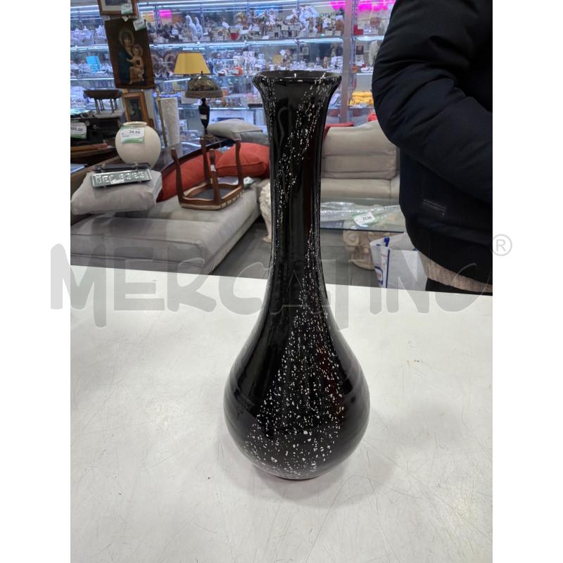 VASO VETRO MURANO NERO SPRUZZI BIA  | Mercatino dell'Usato Roma eur 1