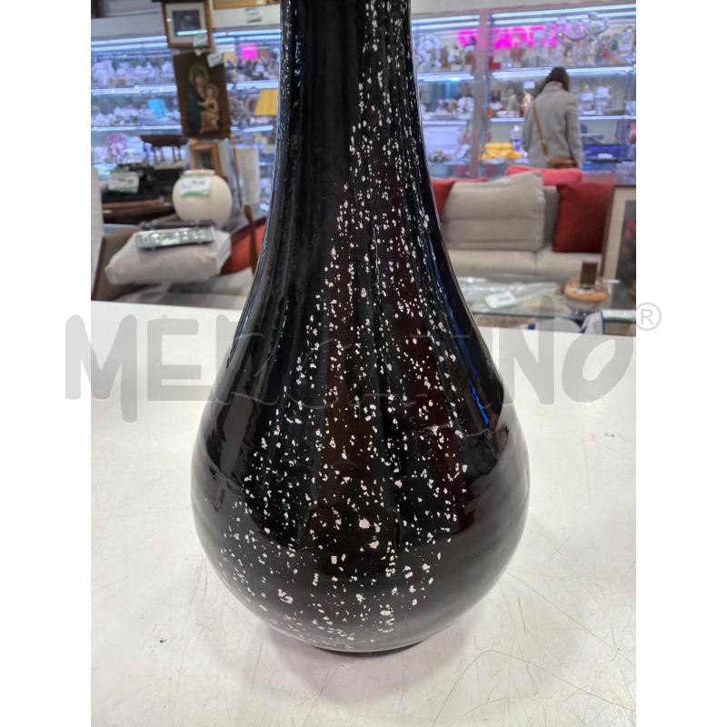 VASO VETRO MURANO NERO SPRUZZI BIA  | Mercatino dell'Usato Roma eur 2