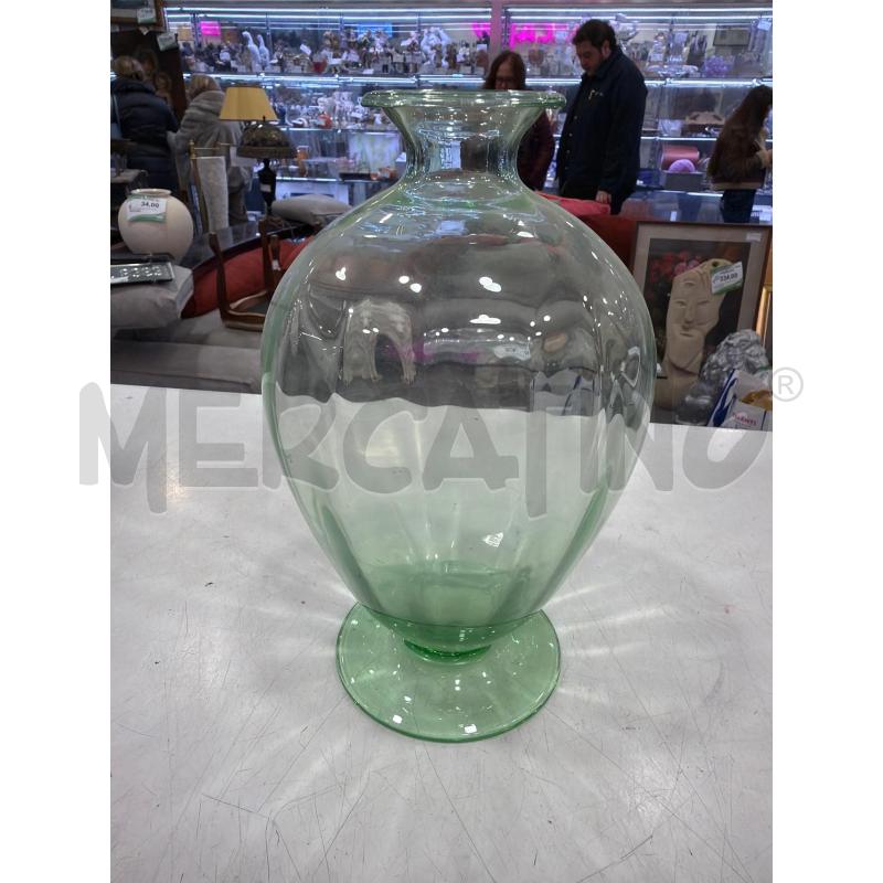 VASO VETRO MURANO VERDE BOMBATO | Mercatino dell'Usato Roma eur 1