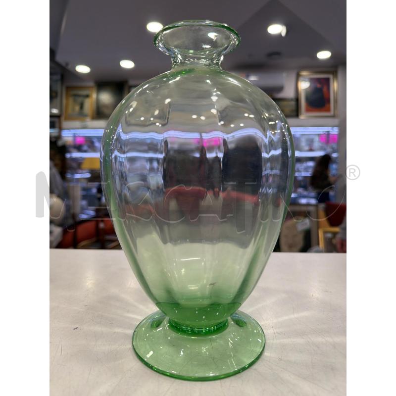 VASO VETRO MURANO VERDE BOMBATO | Mercatino dell'Usato Roma eur 2