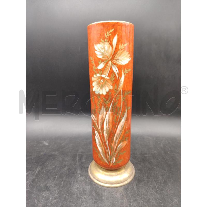 VASO  CILINDRICO ARANCIO DEC ORO BASE MET | Mercatino dell'Usato Roma eur 1