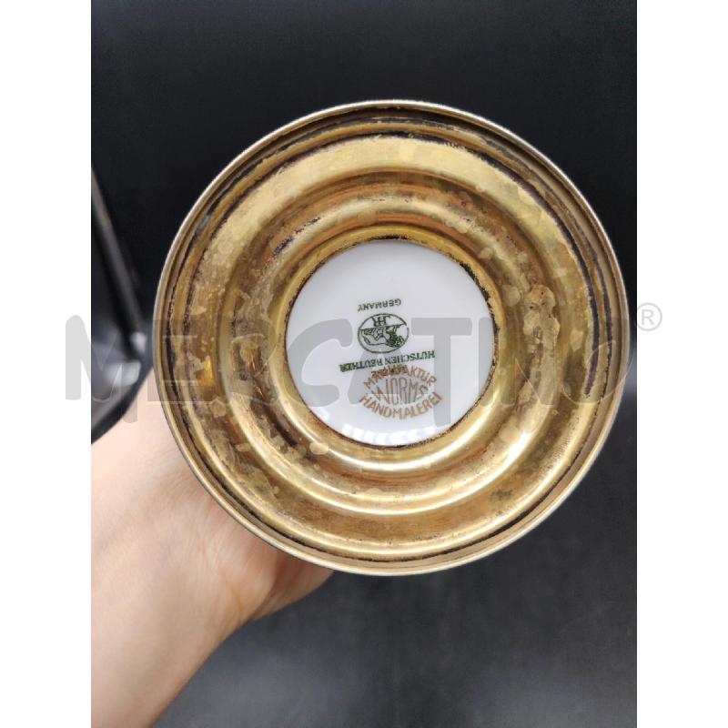 VASO  CILINDRICO ARANCIO DEC ORO BASE MET | Mercatino dell'Usato Roma eur 2