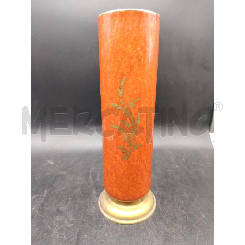 VASO  CILINDRICO ARANCIO DEC ORO BASE MET | Mercatino dell'Usato Roma eur 3