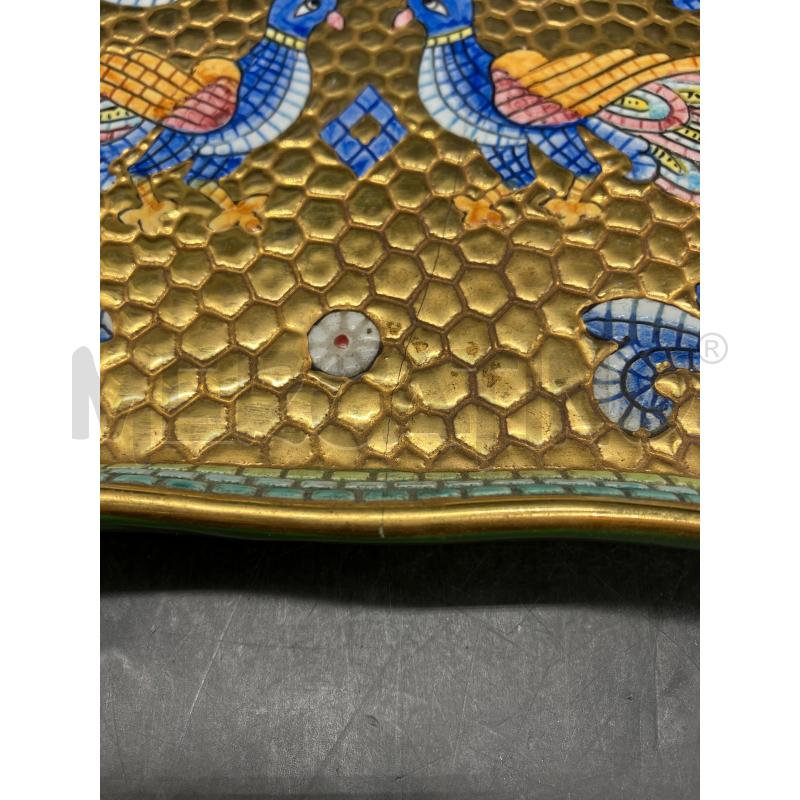 VASSOIETTO  DERUTA MOSAICO DORATO PAVONI | Mercatino dell'Usato Roma eur 3