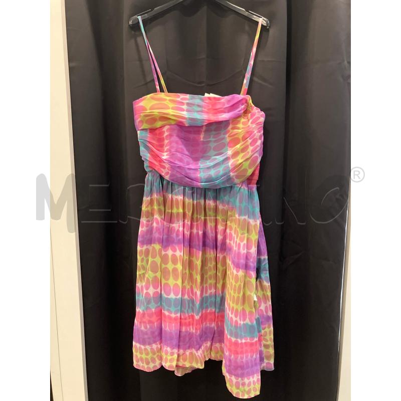 VESTITO D FERRONE FUCSIA VE AZZ POIS SPALLINE | Mercatino dell'Usato Roma eur 1