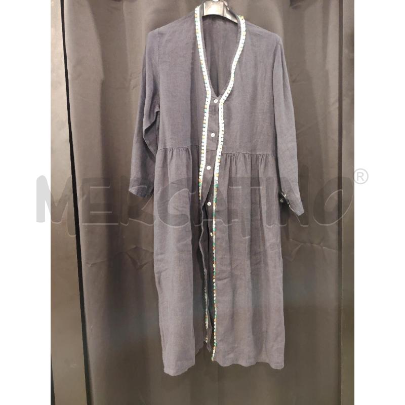 VESTITO D LEOPOLDA LINO BLU NAPPINE | Mercatino dell'Usato Roma eur 1