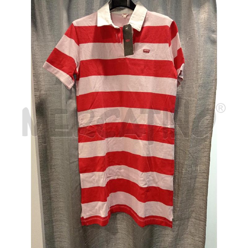 VESTITO D LEVIS COLLETTO BIA RIGHE FUCSIA RS CARTELLINO | Mercatino dell'Usato Roma eur 1