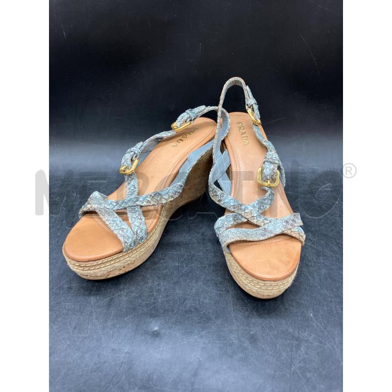 ZEPPA PRADA INTRECCIO PITONE CELESTE CUOIO | Mercatino dell'Usato Roma eur 1