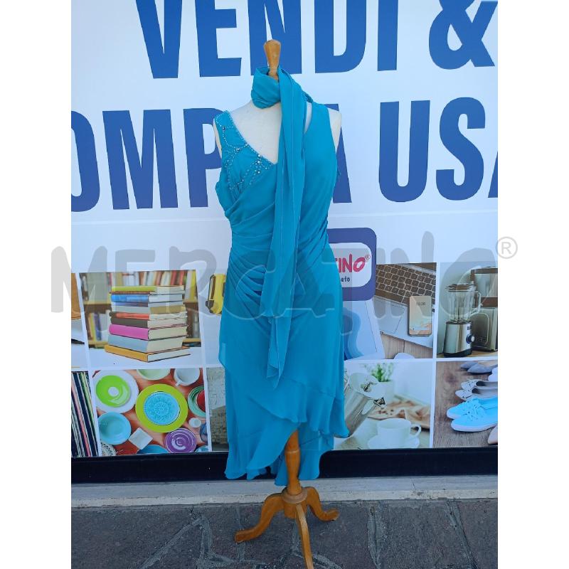 ABITO DONNA ADAMANTEA TURCHESE STRASS+FOULARD | Mercatino dell'Usato Colleferro 1