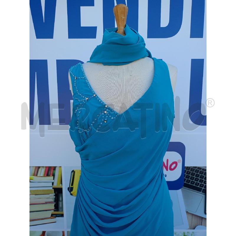 ABITO DONNA ADAMANTEA TURCHESE STRASS+FOULARD | Mercatino dell'Usato Colleferro 2