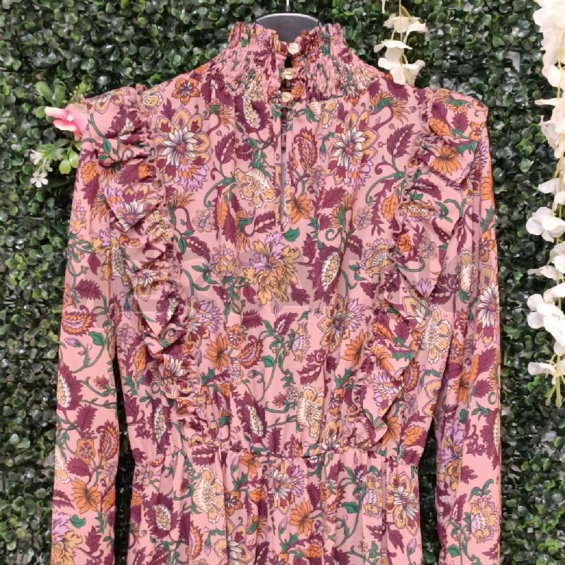 ABITO DONNA ARTIGLI BASE ROSA FIORI VIOLA VERDI ELAST VITA | Mercatino dell'Usato Colleferro 2