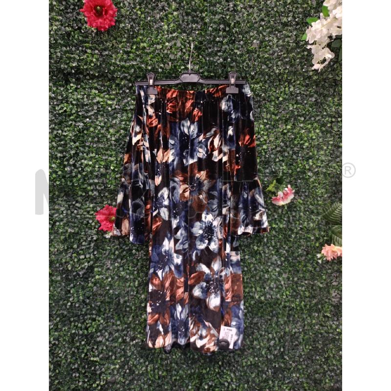 ABITO DONNA JANNI COUTURE VELLUTO BASE NE FIORI AZZU  | Mercatino dell'Usato Colleferro 1