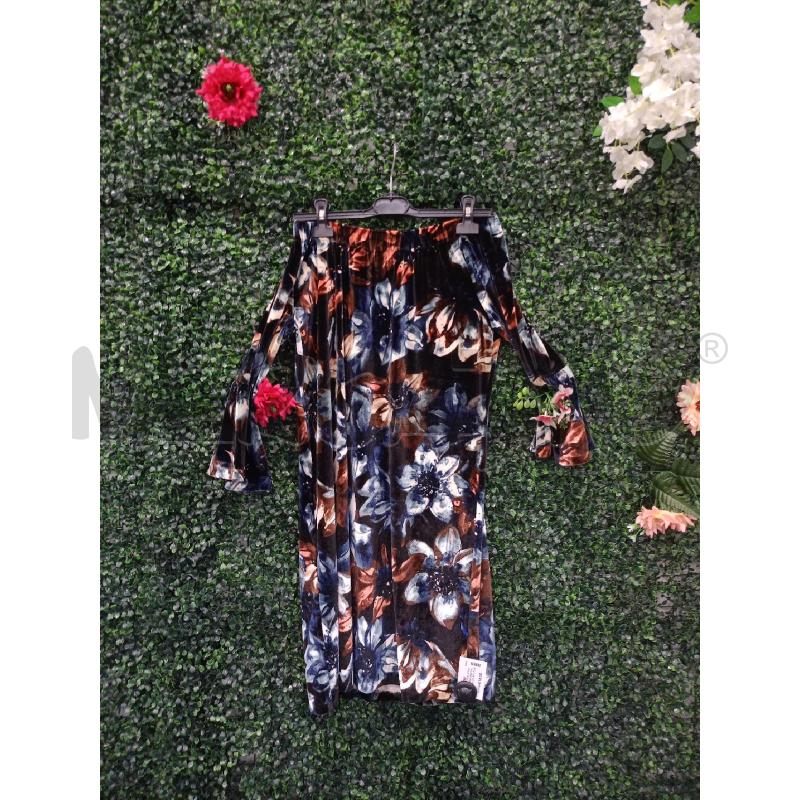 ABITO DONNA JANNI COUTURE VELLUTO BASE NE FIORI AZZU  | Mercatino dell'Usato Colleferro 2