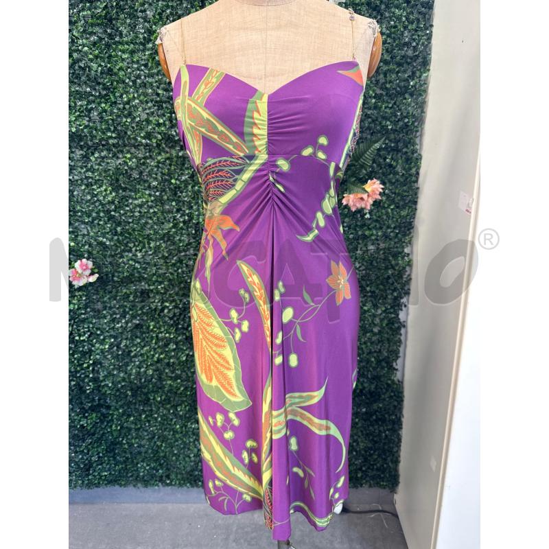 ABITO DONNA MAXMARA VIOLA FIORI VERD BRETELLINE CATENINA | Mercatino dell'Usato Colleferro 1