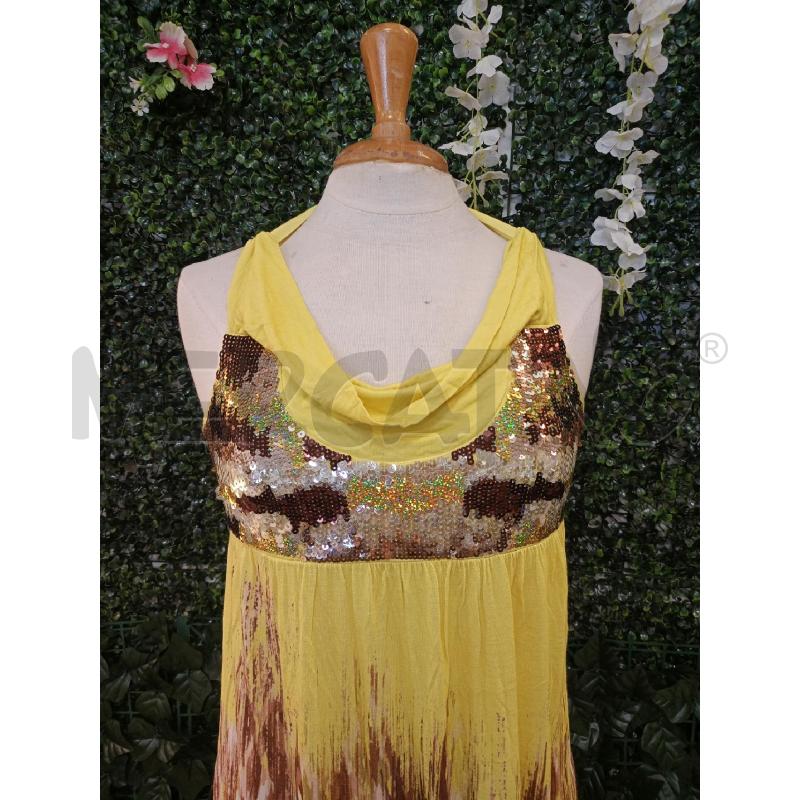 ABITO DONNA PINKO GIALLO LUNGO SFUM MARR PAILLETTES | Mercatino dell'Usato Colleferro 2