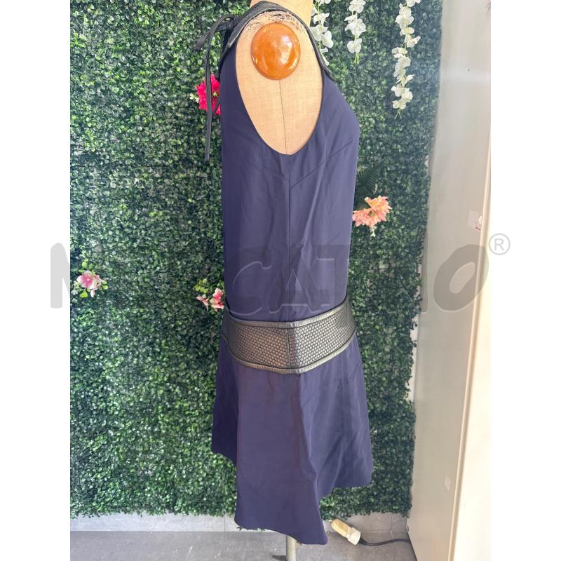 ABITO DONNA PROENZA SCHOULER NERO IN PELLE INTRECCIATA E SETA BLU | Mercatino dell'Usato Colleferro 3
