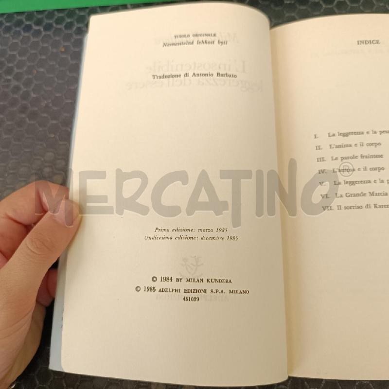 ADELPHI - KUNDERA - L'INSOSTENIBILE LEGGEREZZA DELL'ESSERE (ANNO 1985) | Mercatino dell'Usato Colleferro 5