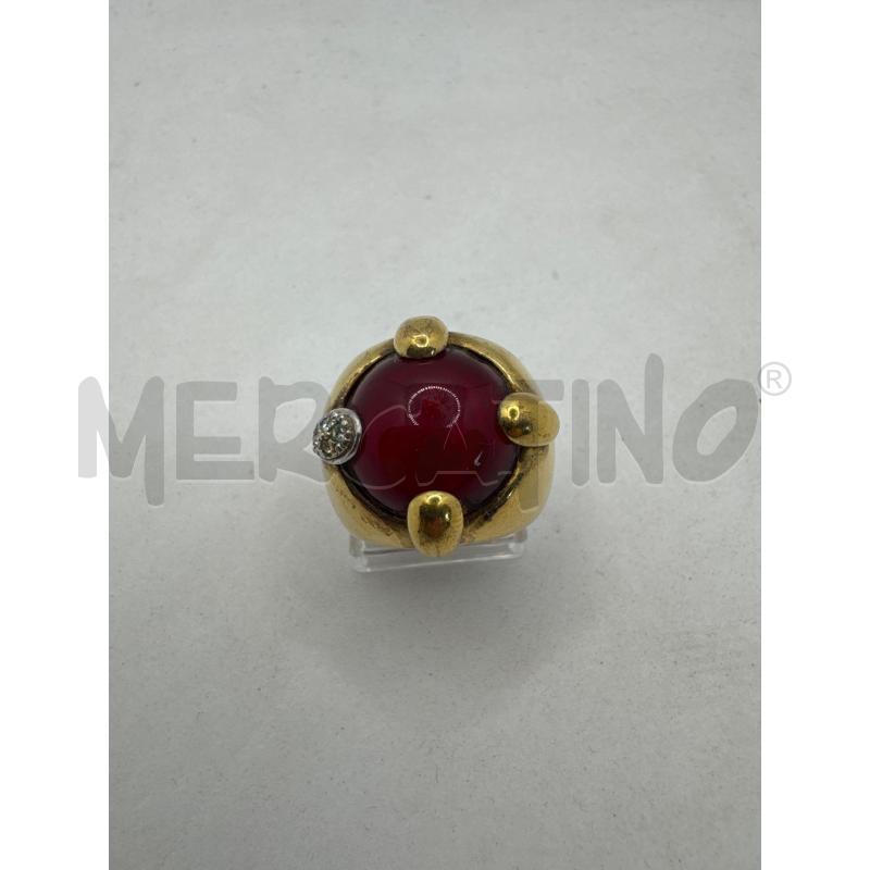ANELLO DONNA ARG 925 DORATO PIETRA ROSSA ZIRCONI  | Mercatino dell'Usato Colleferro 1