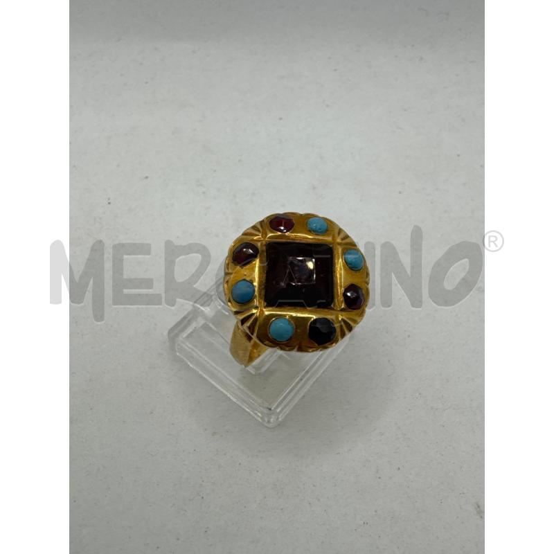 ANELLO DONNA ORO 9K PASTA DI TURCHESE PIE ROSSE | Mercatino dell'Usato Colleferro 1