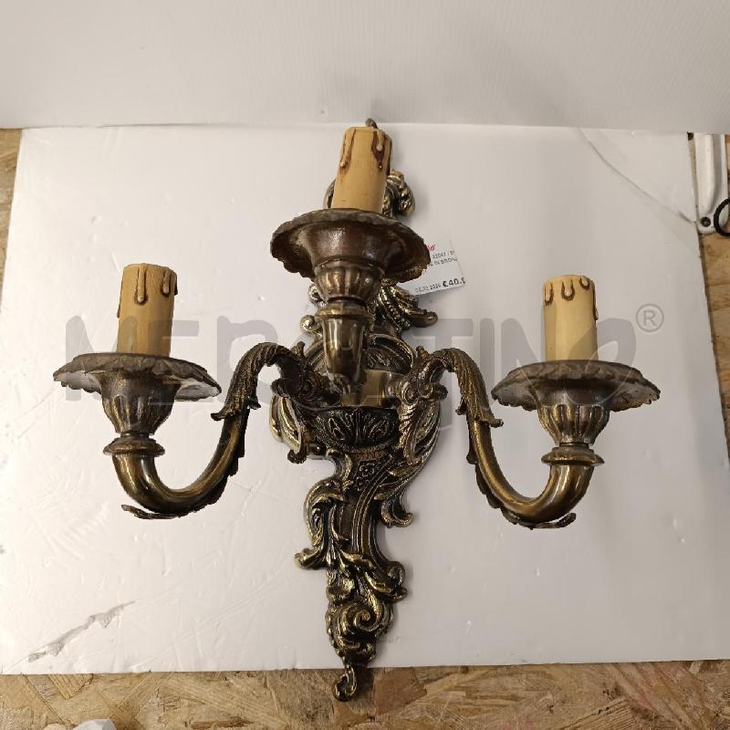 APPLIQUE IN BRONZO TRE LUCI | Mercatino dell'Usato Colleferro 1