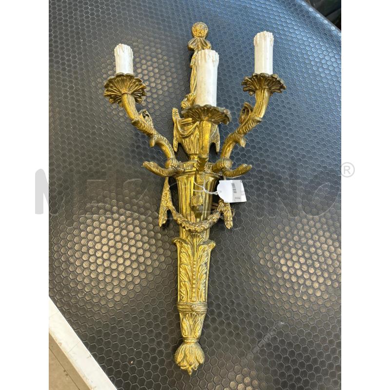 APPLIQUE TRE LUCI OTTONE DECORATO | Mercatino dell'Usato Colleferro 1