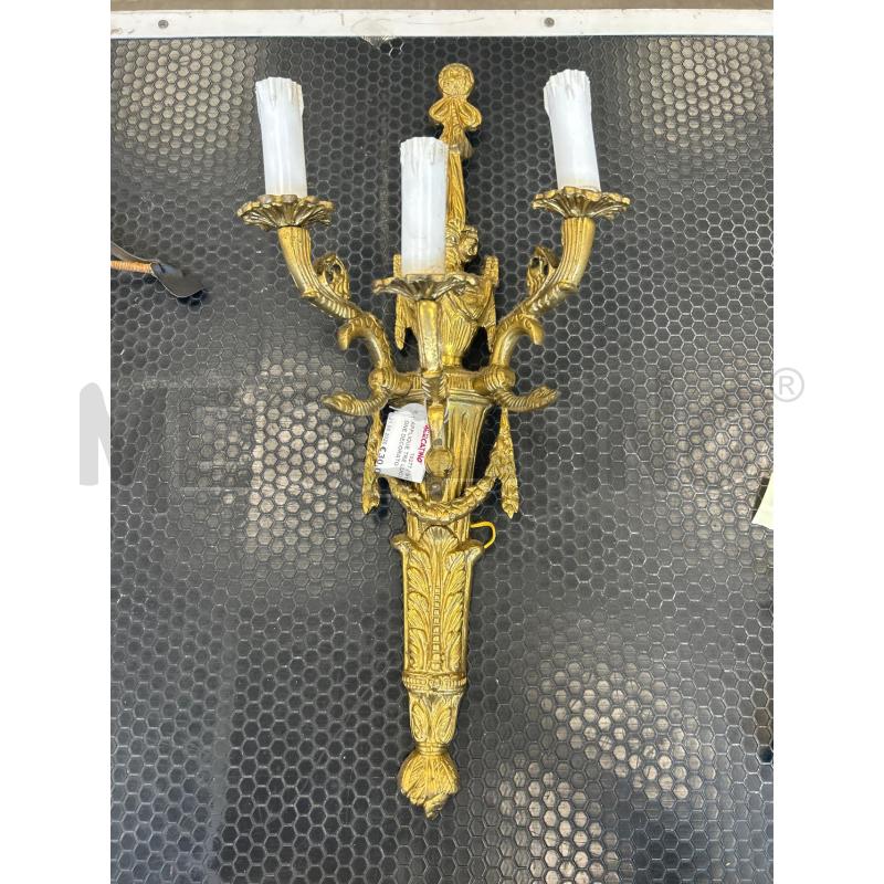APPLIQUE TRE LUCI OTTONE DECORATO | Mercatino dell'Usato Colleferro 1