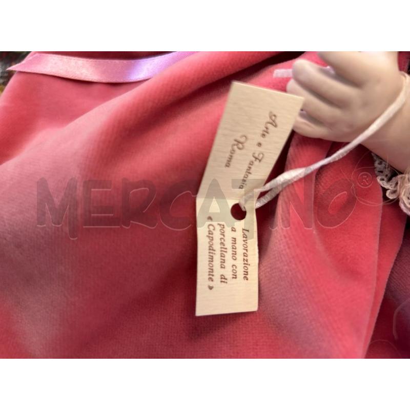 BAMBOLA IN PORCELLANA CAPODIMONTE VESTITO VELLUTO ROSA E MARRONE | Mercatino dell'Usato Colleferro 4
