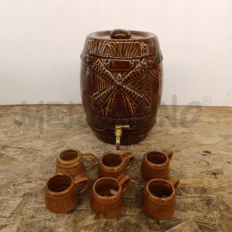 BICCHIERI PZ. 6 CON BOTTE IN CERAMICA MARRONE DIS MULINO | Mercatino dell'Usato Colleferro 1