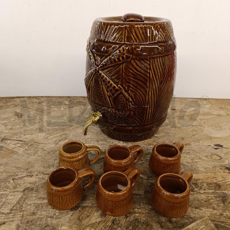 BICCHIERI PZ. 6 CON BOTTE IN CERAMICA MARRONE DIS MULINO | Mercatino dell'Usato Colleferro 2