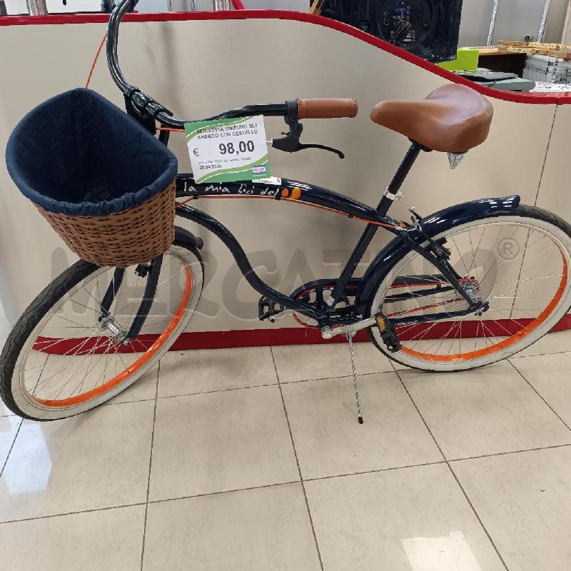 BICICLETTA UNIEURO BLU ARANCIO CON CESTELLO | Mercatino dell'Usato Colleferro 1