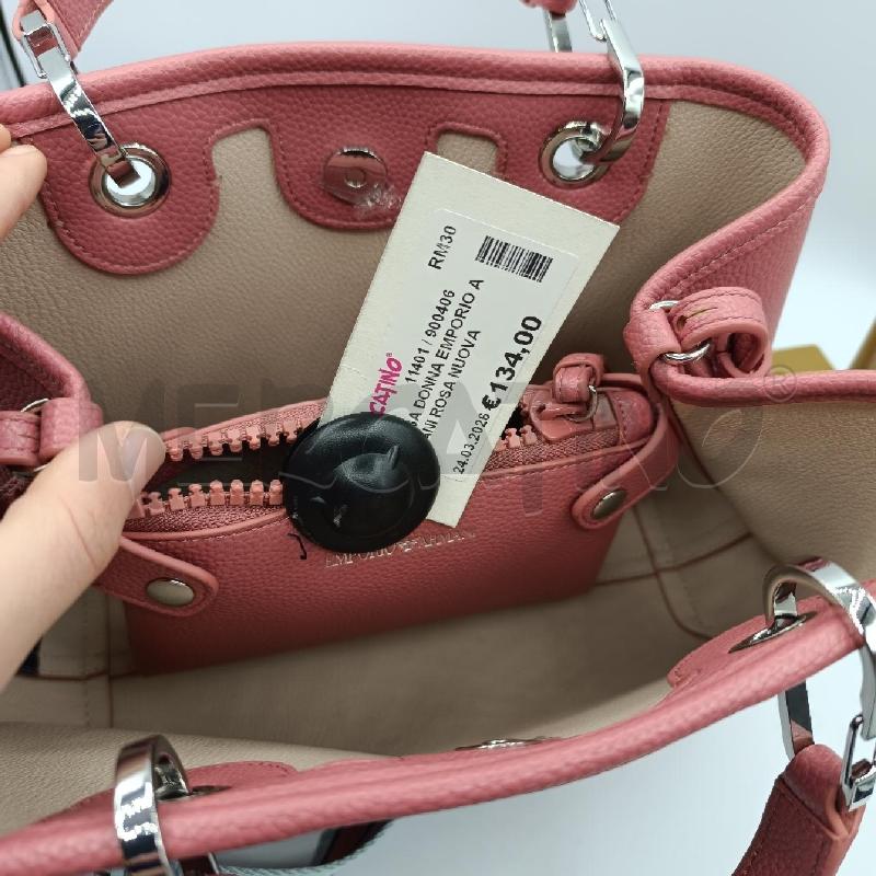 BORSA DONNA EMPORIO ARMANI ROSA NUOVA CON TRACOLLA SCRITTE | Mercatino dell'Usato Colleferro 5