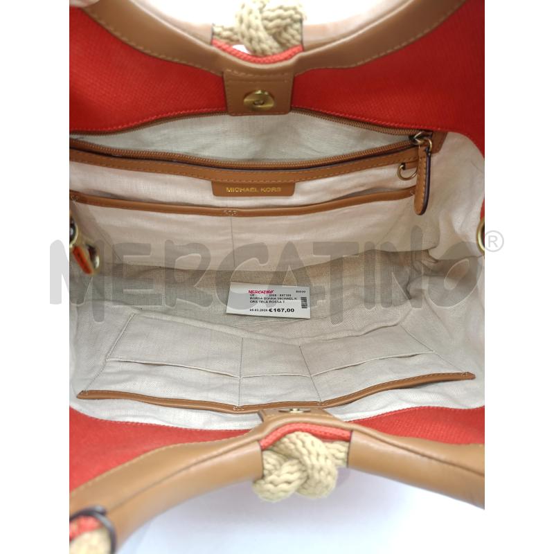 BORSA DONNA MICHAEL KORS TELA ROSSA TOTE MANIC CORDINO | Mercatino dell'Usato Colleferro 2