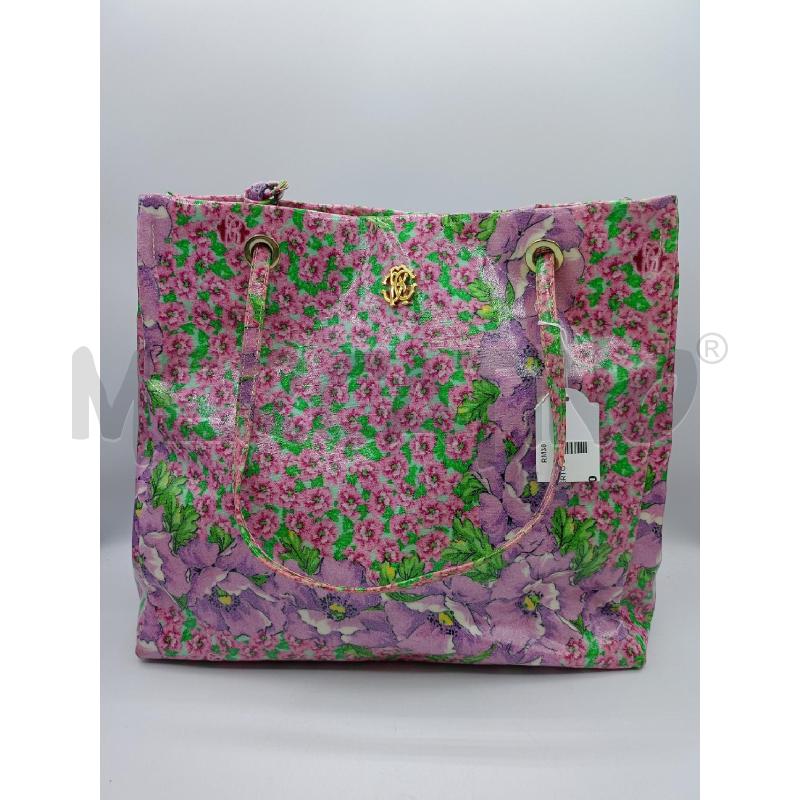 BORSA DONNA ROBERTO CAVALLI ROSA FIORI VARI LILLA PLASTIF | Mercatino dell'Usato Colleferro 1