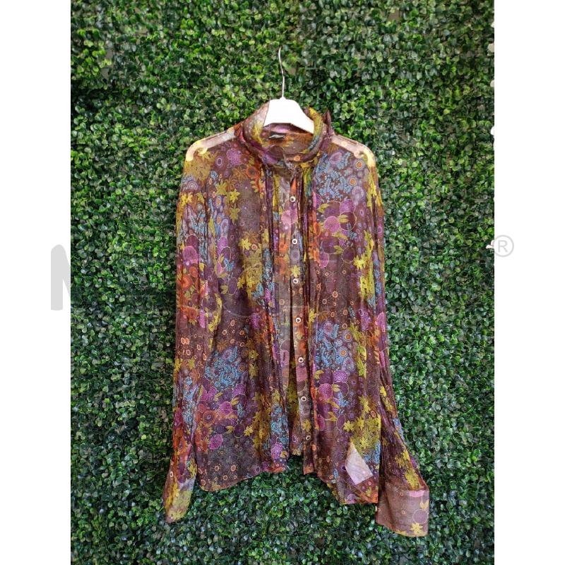 CAMICIA DONNA GATTINONI SETA FANTASIA VIOLA  | Mercatino dell'Usato Colleferro 1