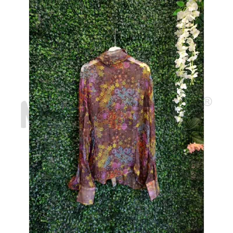 CAMICIA DONNA GATTINONI SETA FANTASIA VIOLA  | Mercatino dell'Usato Colleferro 2