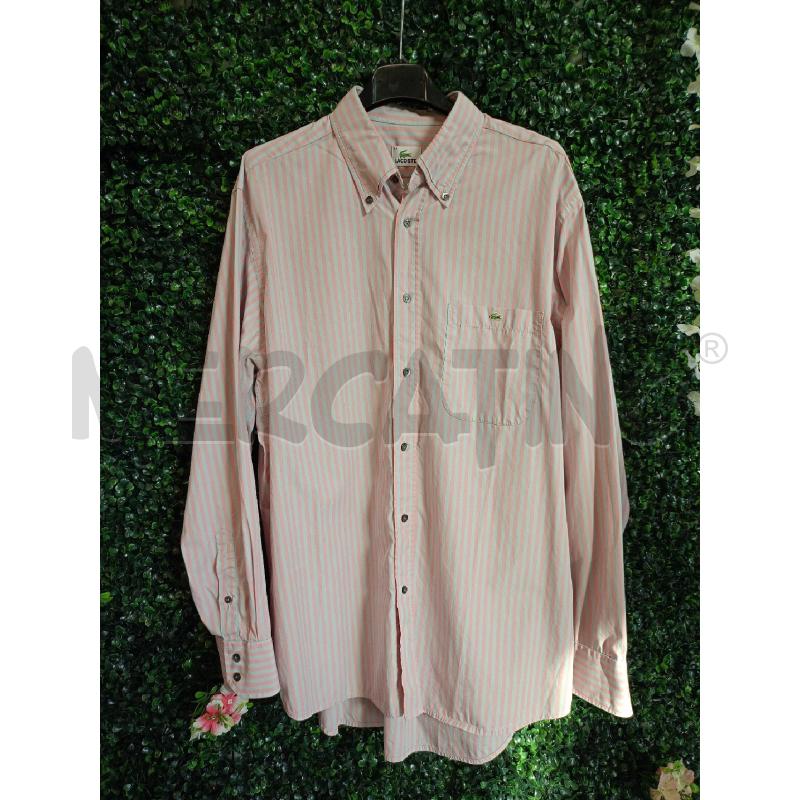 CAMICIA UOMO LACOSTE RIGHE GRI ROSA  | Mercatino dell'Usato Colleferro 1